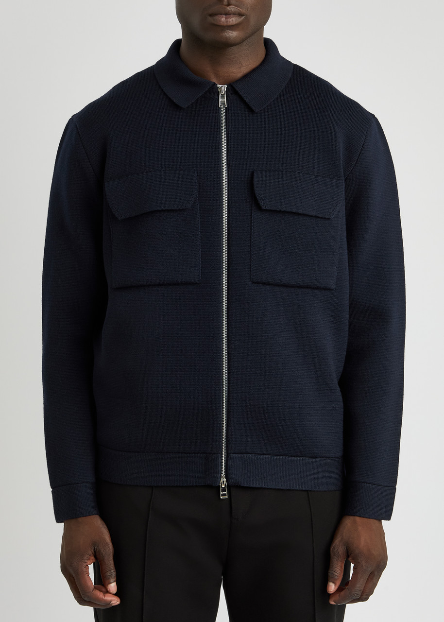 Hugo Boss Boss Wool Jacket In Navy