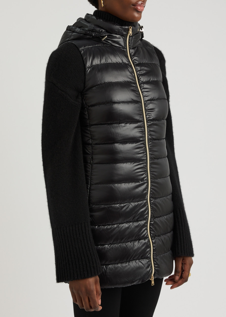 Herno Serena Quilted Hooded Shell Gilet In Black
