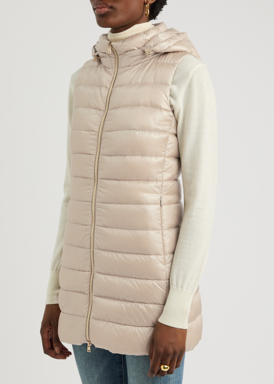 Herno Serena Quilted Hooded Shell Gilet In Cream