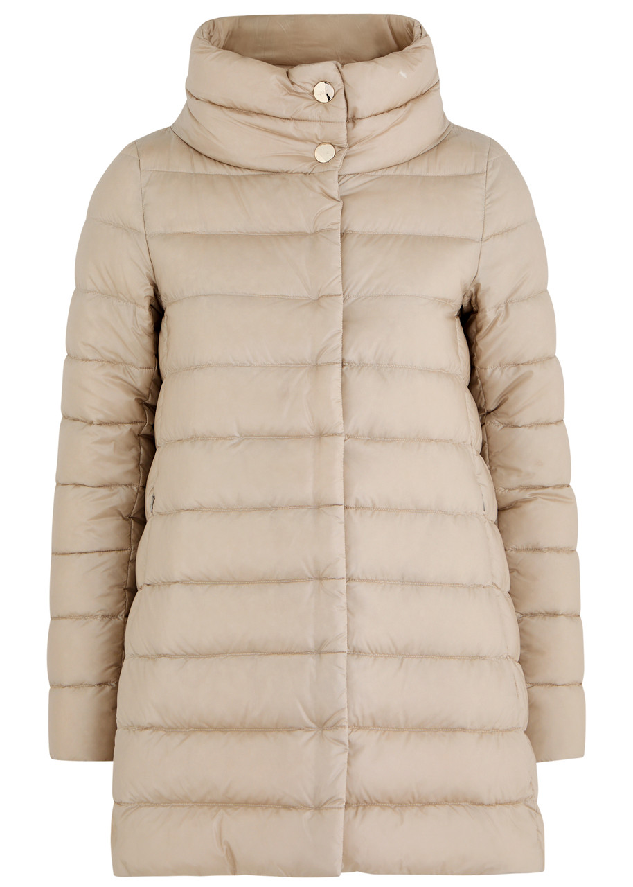 Herno Streamlined Puffer Jacket With High Collar And Quilted Texture In Gray