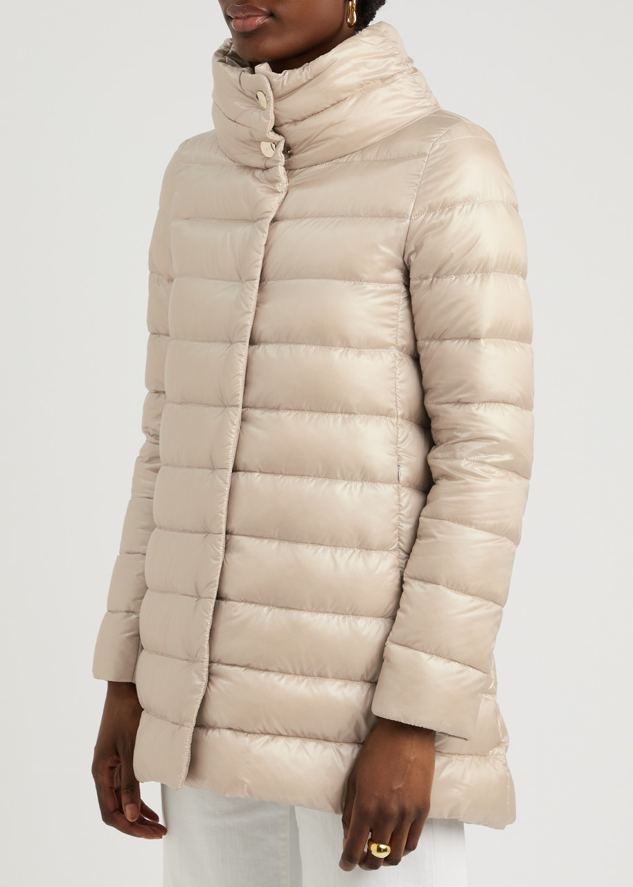 Herno Streamlined Puffer Jacket With High Collar And Quilted Texture In Gray
