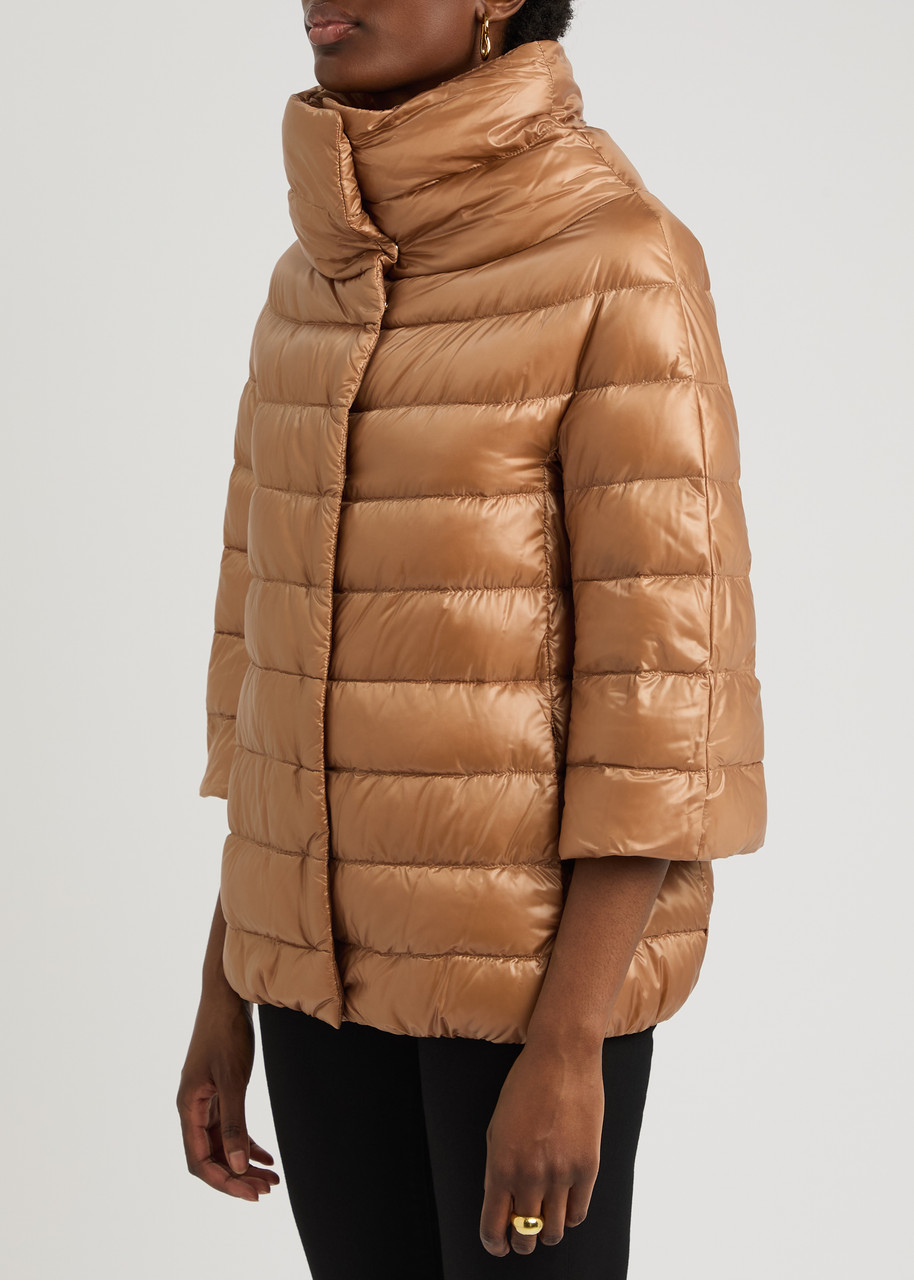 Herno Aminta Quilted Shell Jacket In Camel