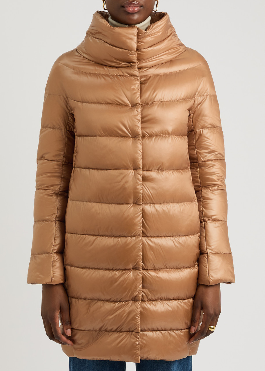 Herno Dora Quilted Shell Coat In Camel