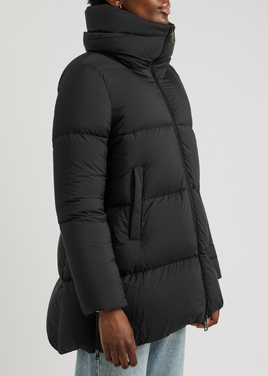 Herno Quilted Nylon Coat In Black