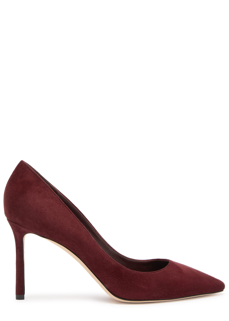 Jimmy Choo 60mm Romy Suede Pointed-toe Pumps In Burgundy