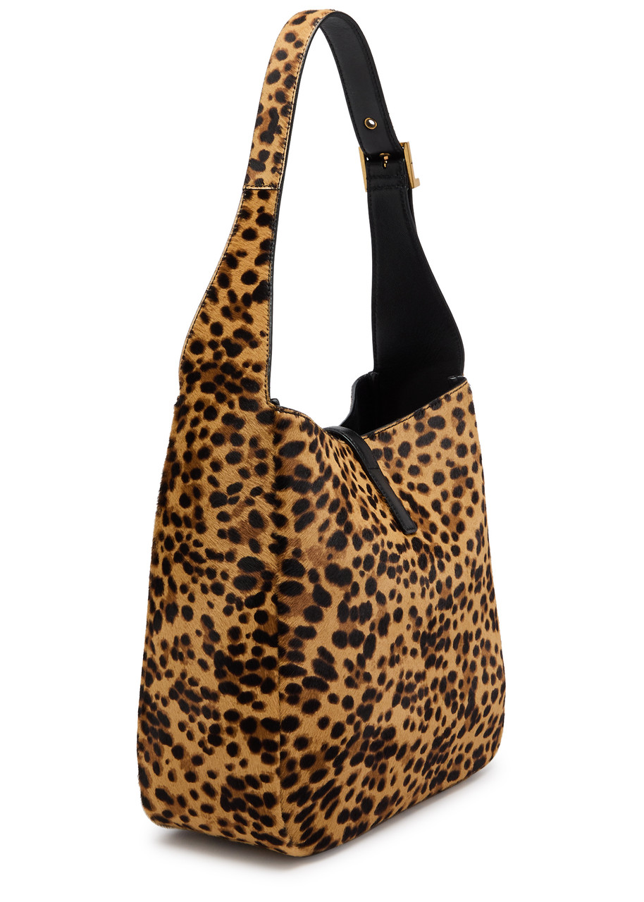 Saint Laurent Le 5 À 7 Small Animal-print Calf-hair Hobo Bag In Leopard