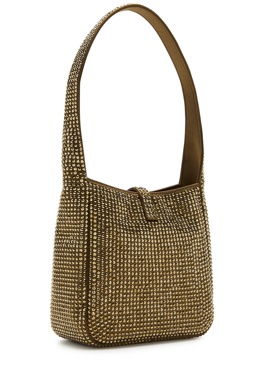 Saint Laurent Le 5 À 7 Mini Embellished Satin Shoulder Bag In Gold