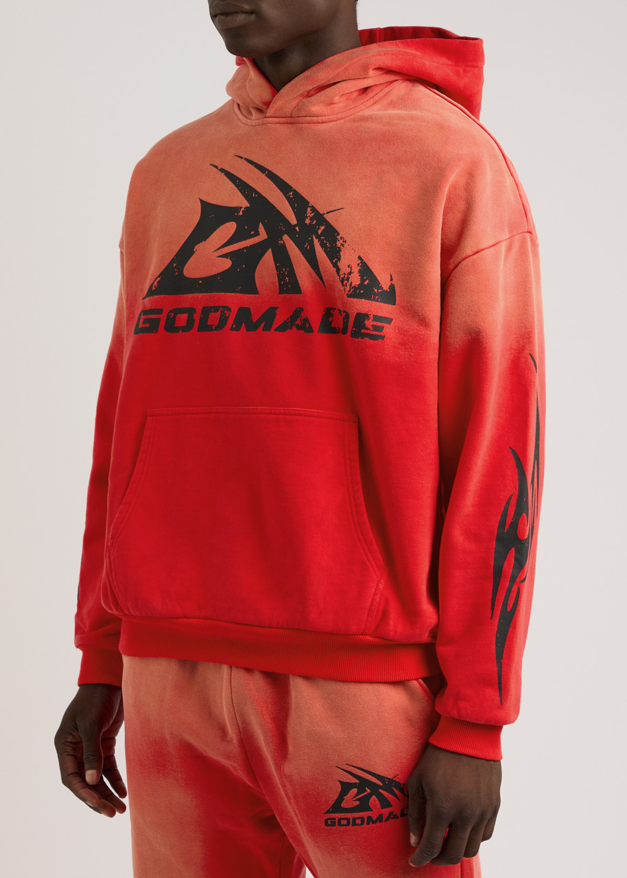 God Made Heritage Logo-print Hooded Cotton Sweatshirt In Red