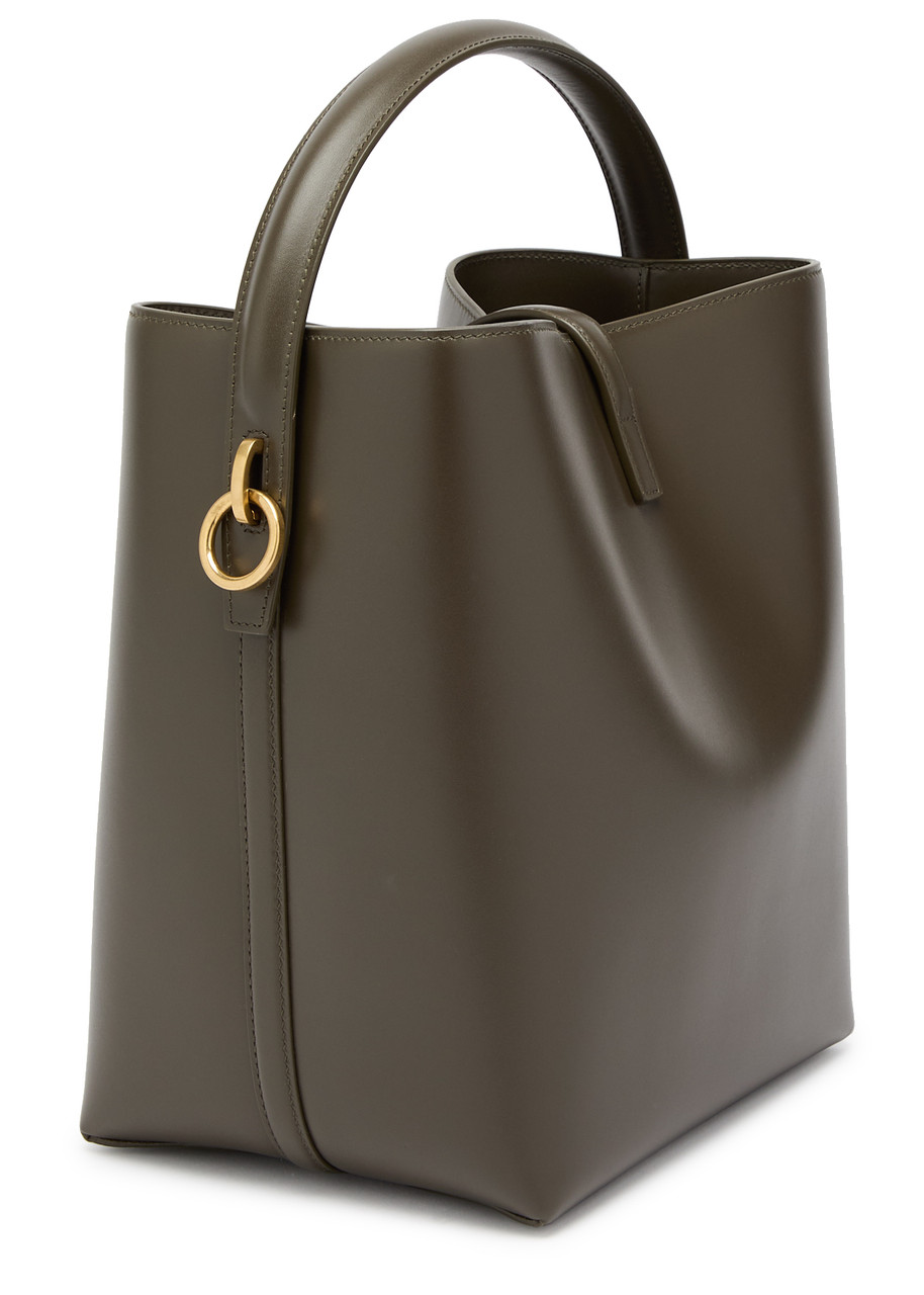 Saint Laurent Le 37 Small Leather Bucket Bag In Khaki