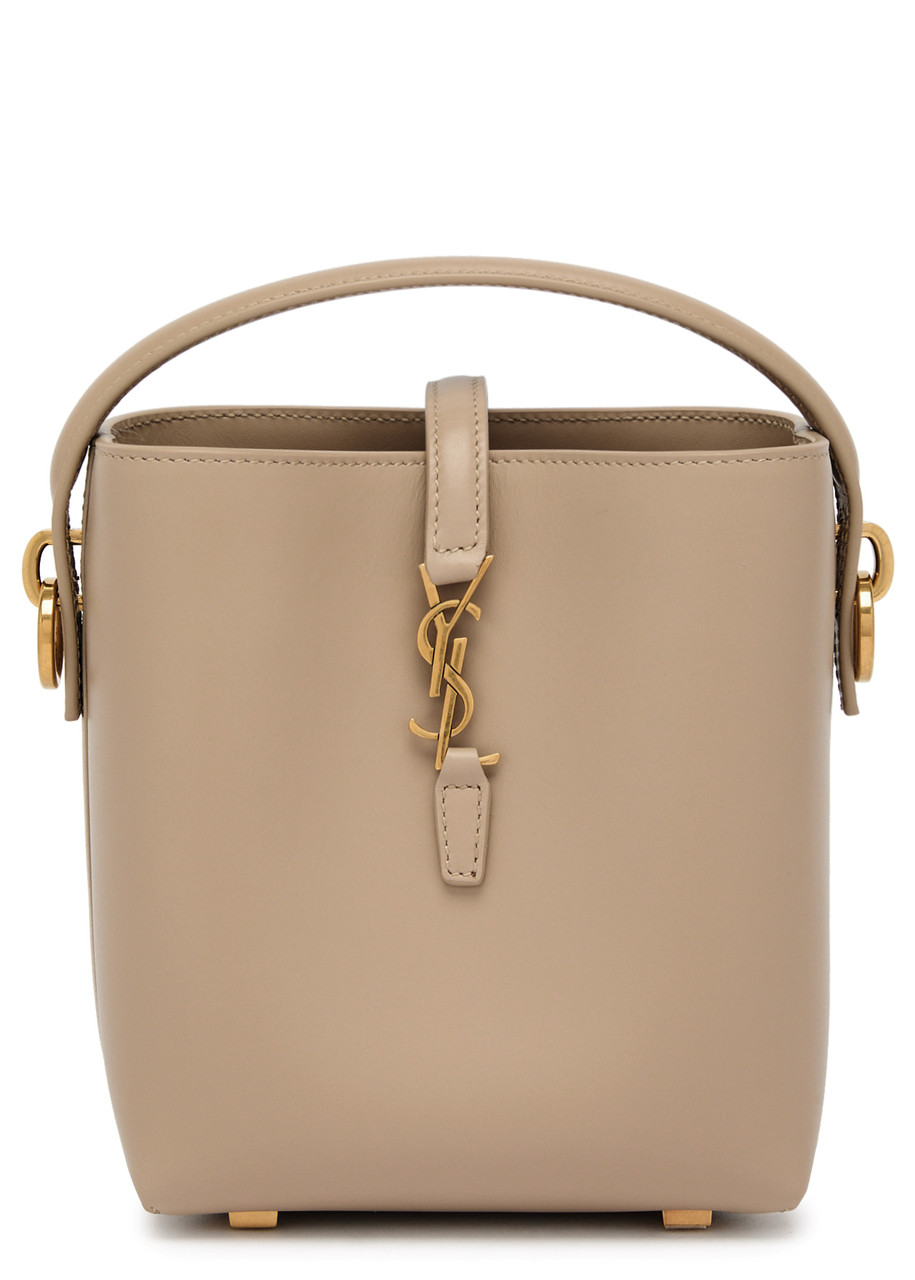 Saint Laurent Le 37 Mini Leather Bucket Bag In Beige