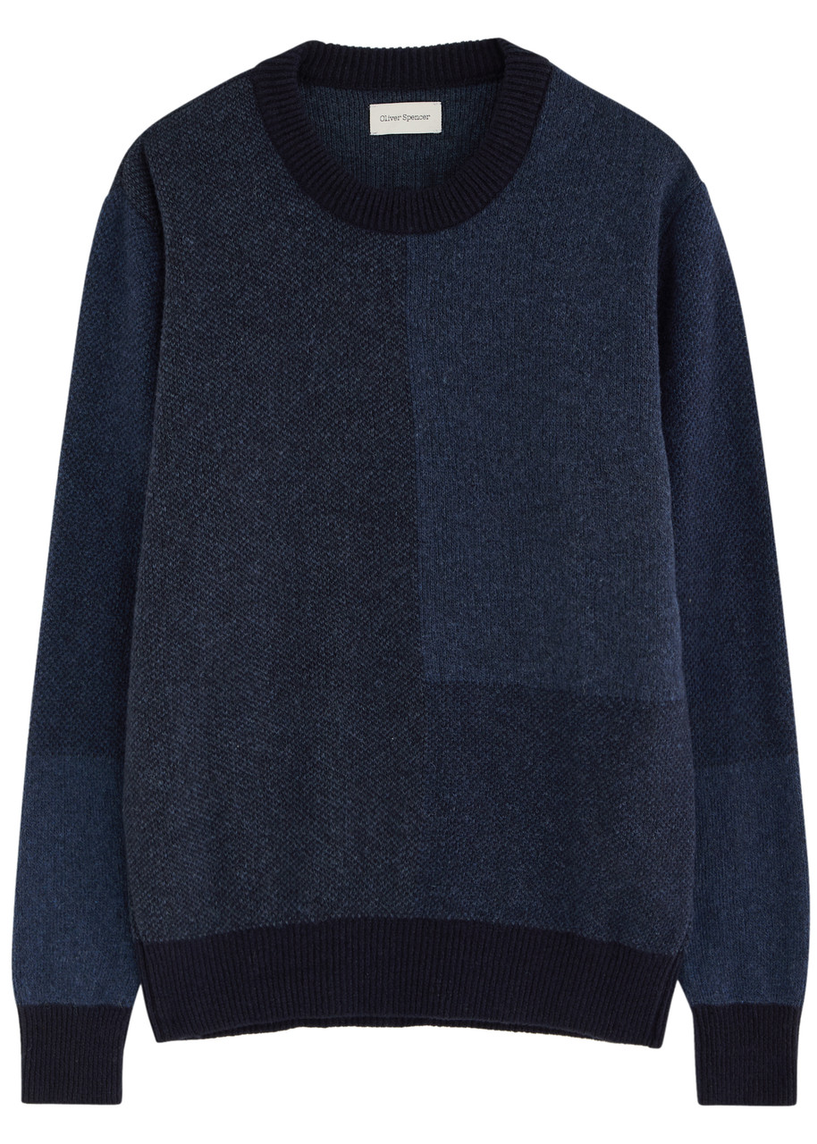OLIVER SPENCER OLIVER SPENCER BLENHEIM COLOUR-BLOCKED WOOL JUMPER