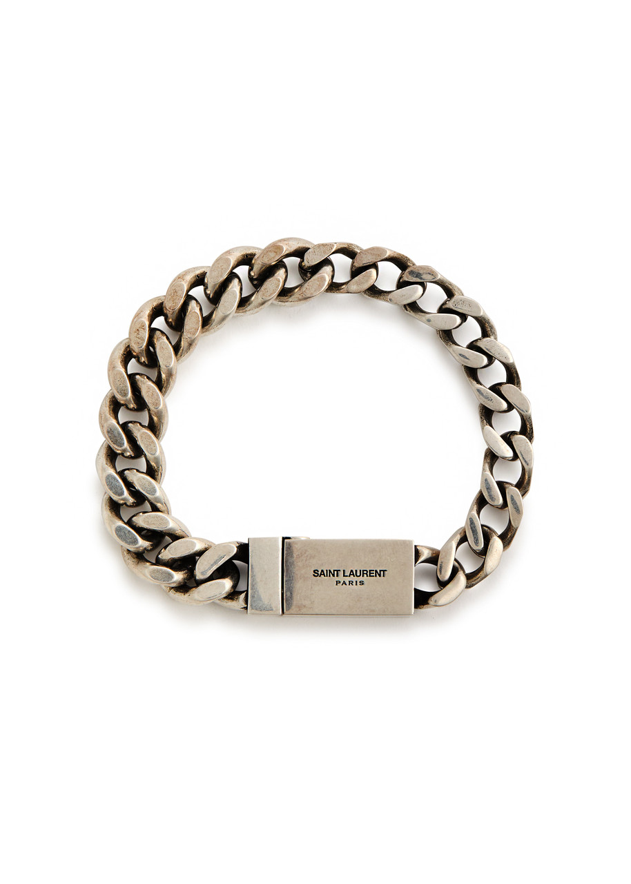 Saint Laurent Curb Chain Bracelet In Silver