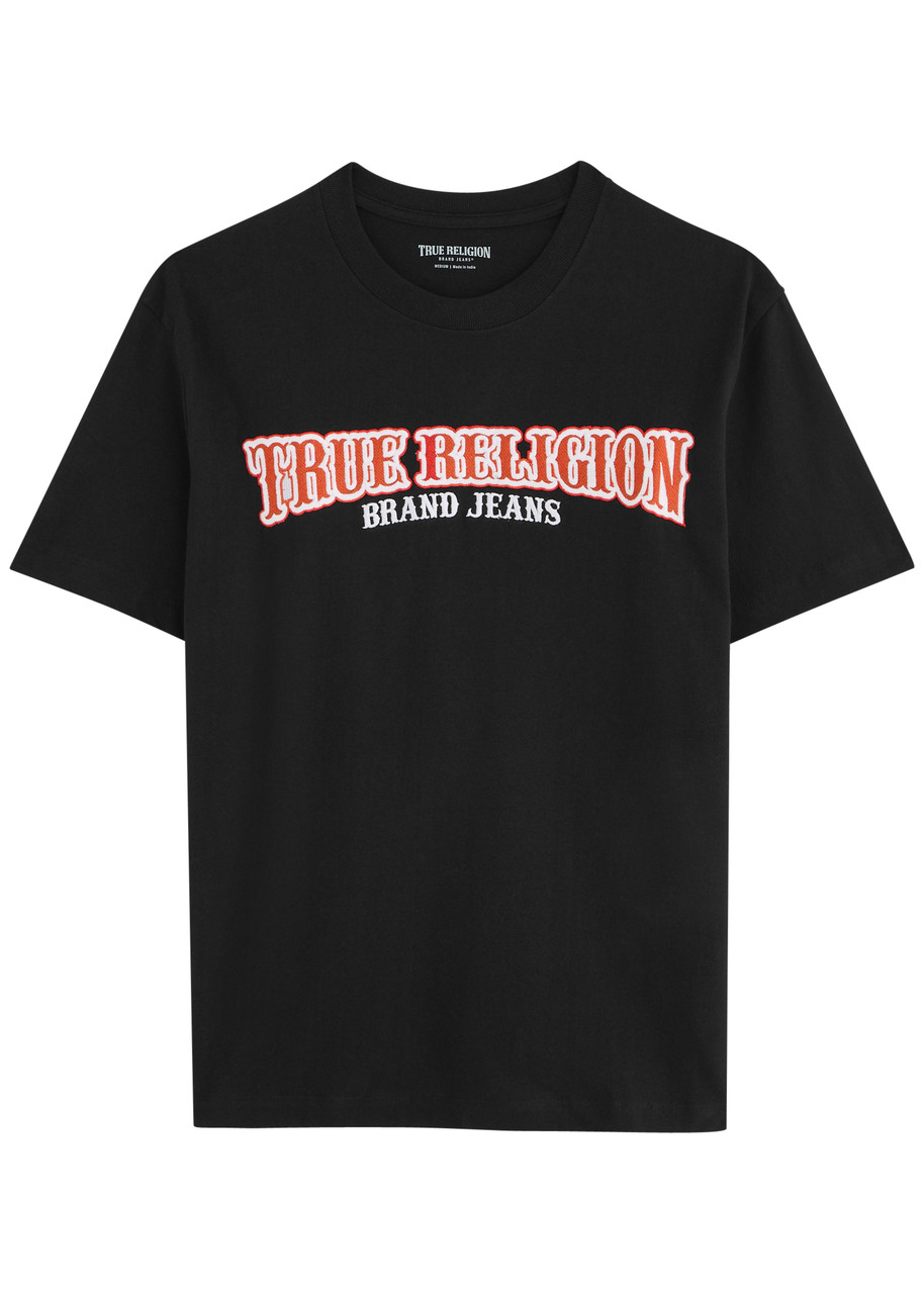 True Religion Railroad Embroidered Cotton T-shirt In Black
