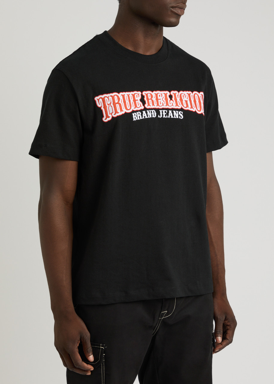 True Religion Railroad Embroidered Cotton T-shirt In Black