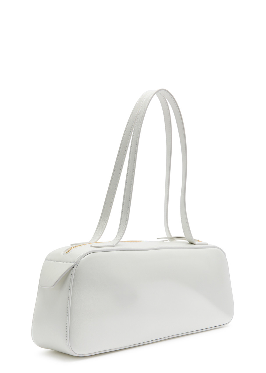 Khaite Simona Crackle Patent Leather Shoulder Bag In White