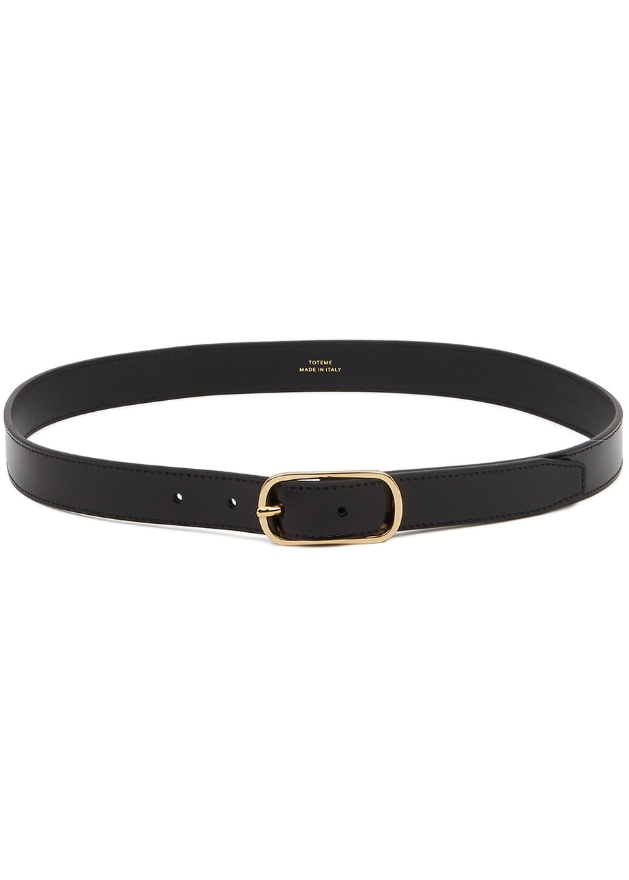 Totême Toteme Wide Oval Leather Belt In Black