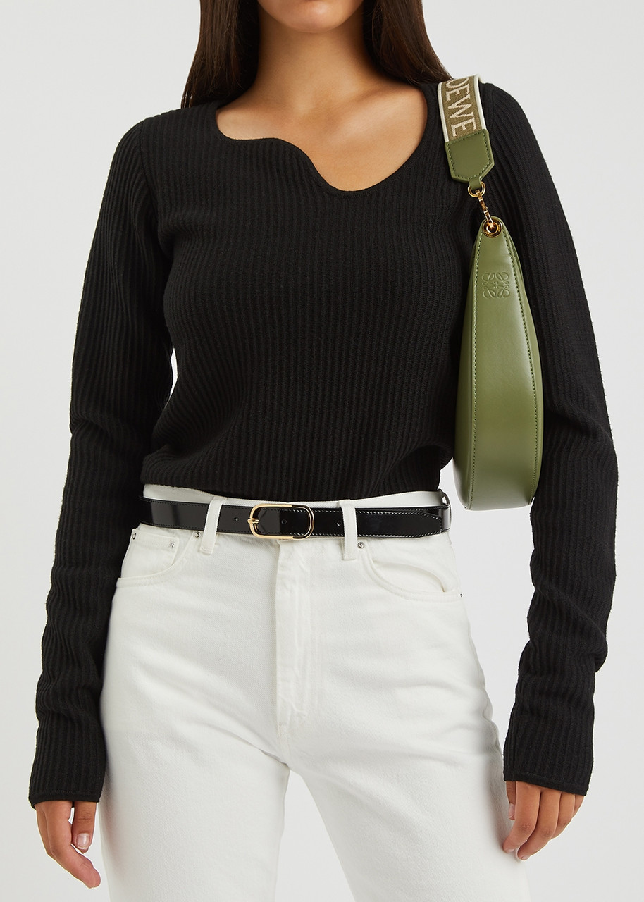 Totême Toteme Wide Oval Leather Belt In Black