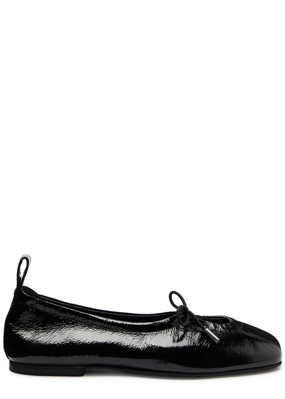 Alohas Rosalind Crinkled Patent Leather Ballet Flats In Black