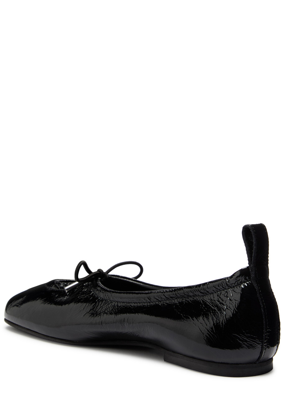 Alohas Rosalind Crinkled Patent Leather Ballet Flats In Black
