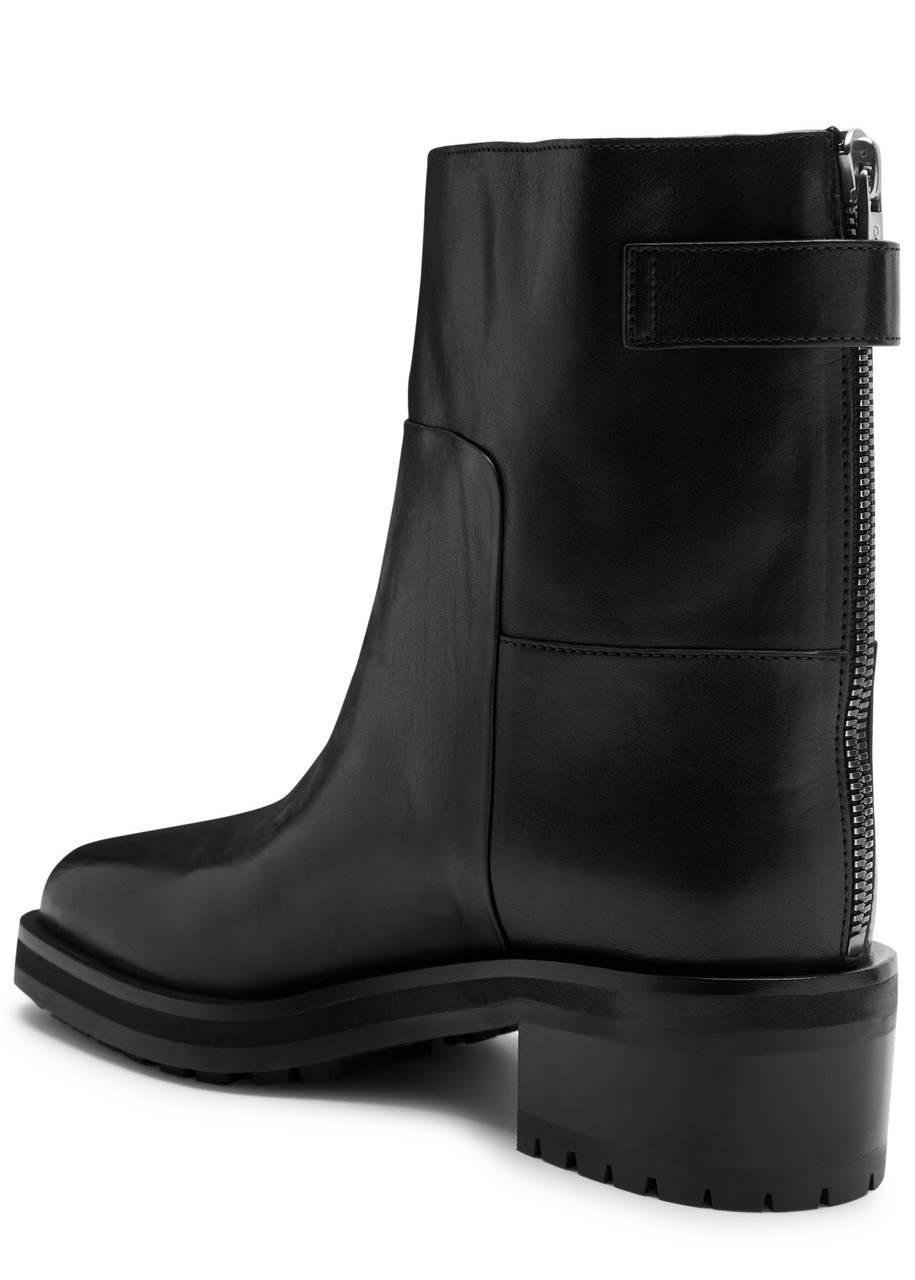 Jimmy Choo Women Brooklyn Ab 50 Leather Boots With Adjustable Strap In Black