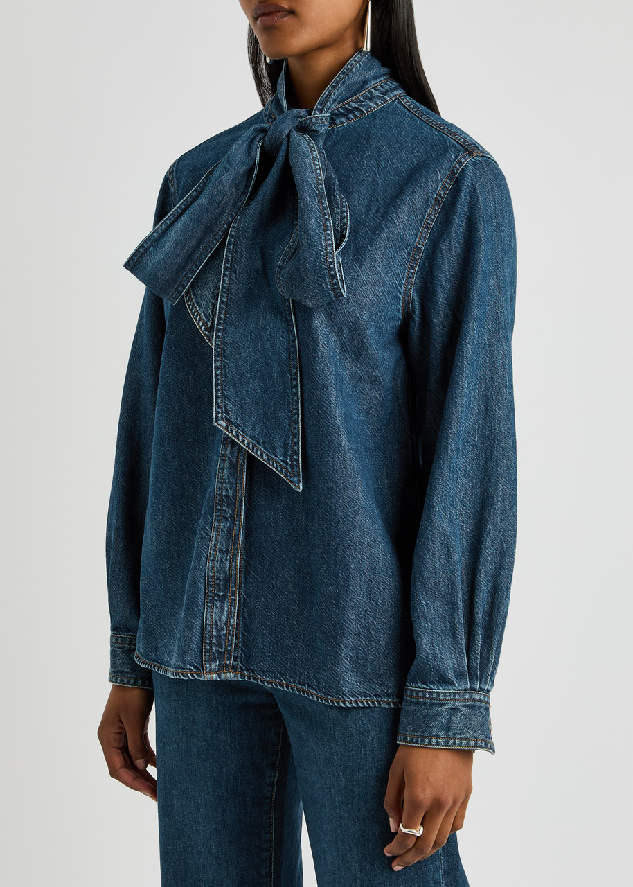  Frame The Secretary Denim Blouse - Blue - M (uk12 / M) 