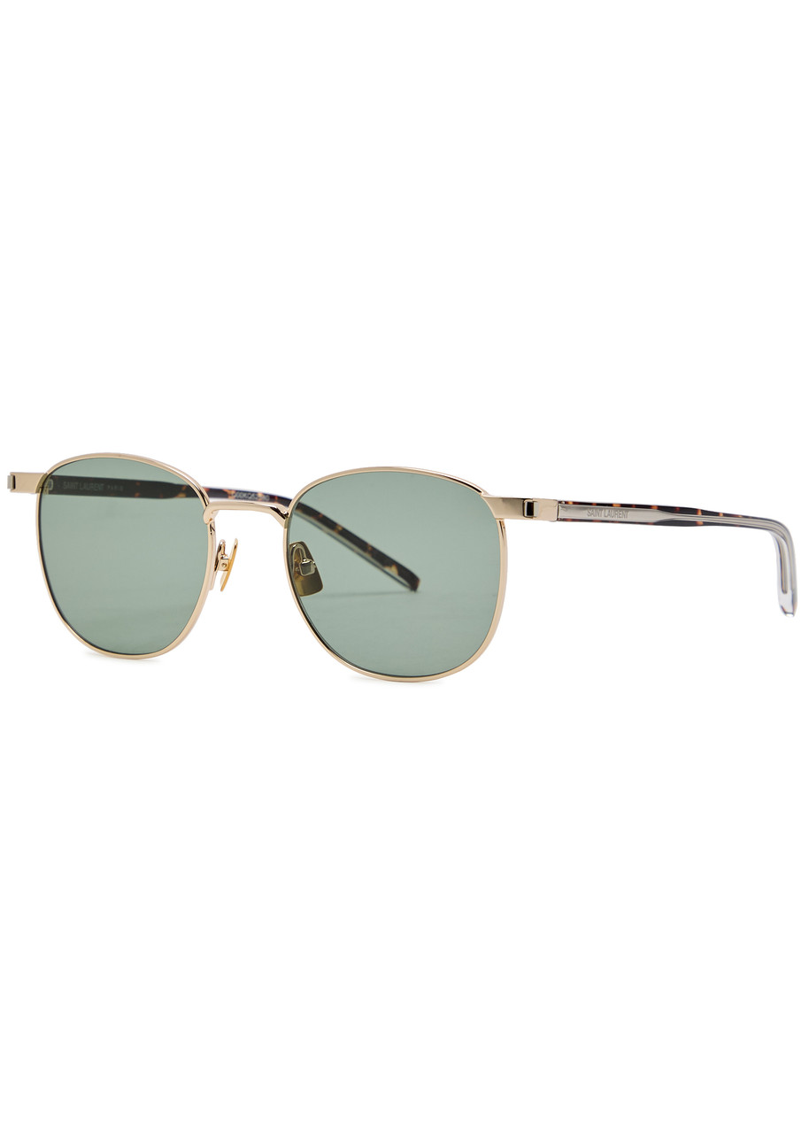 Saint Laurent Round-frame Resin Sunglasses In Gold