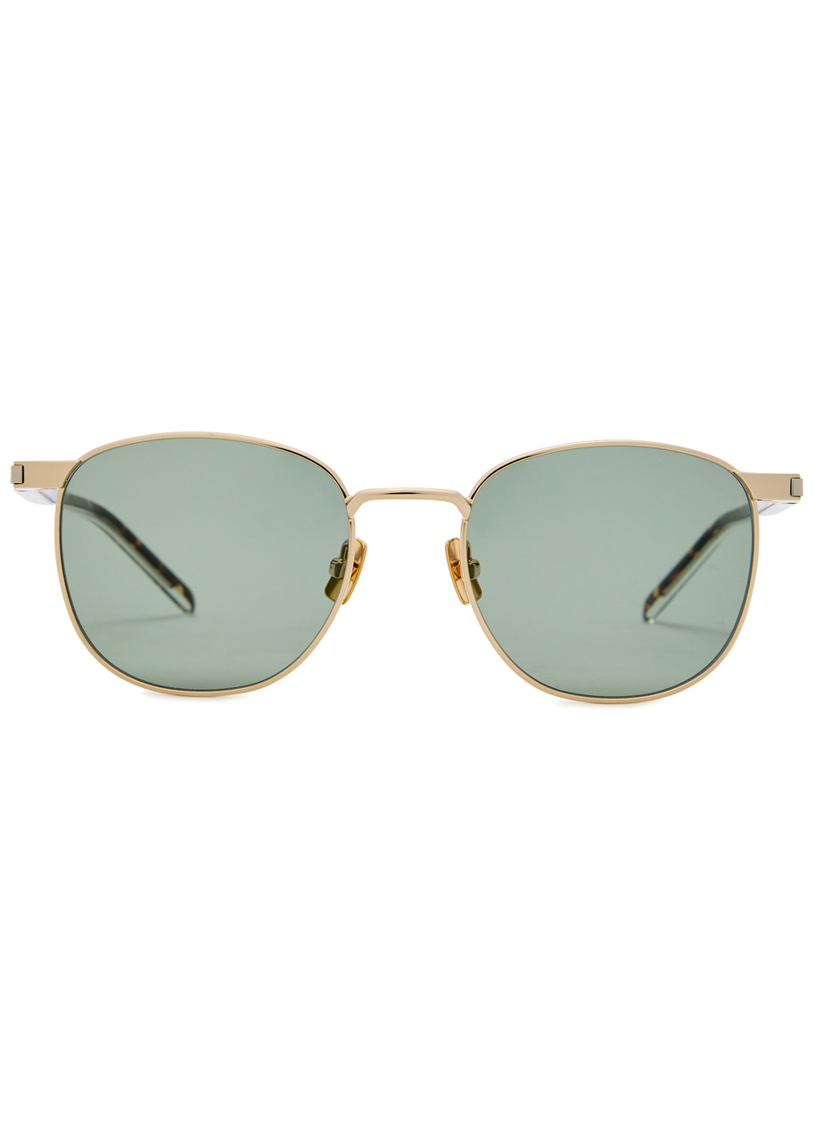 Saint Laurent Round-frame Resin Sunglasses In Gold