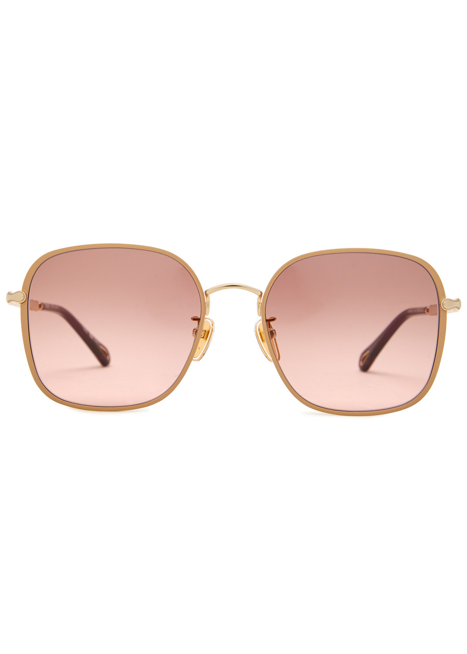 Chloé Chloe Oversized Square-frame Sunglasses In Gold