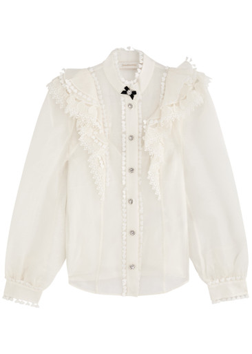 ZIMMERMANN Crush ruffled linen-blend shirt | Harvey Nichols
