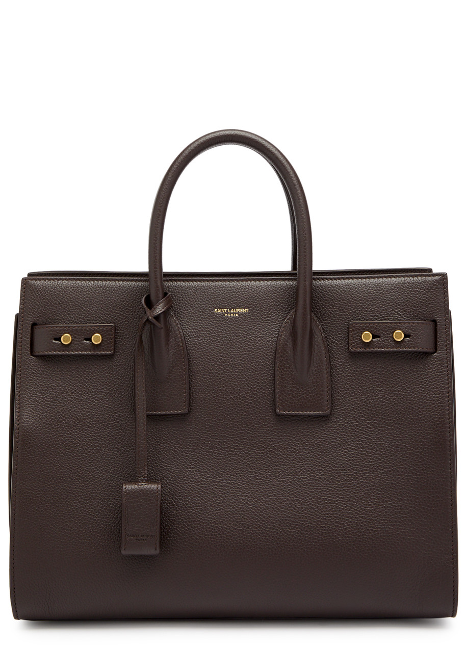 Saint Laurent Sac Du Jour Small Grained Leather Top Handle Bag In Dark Brown