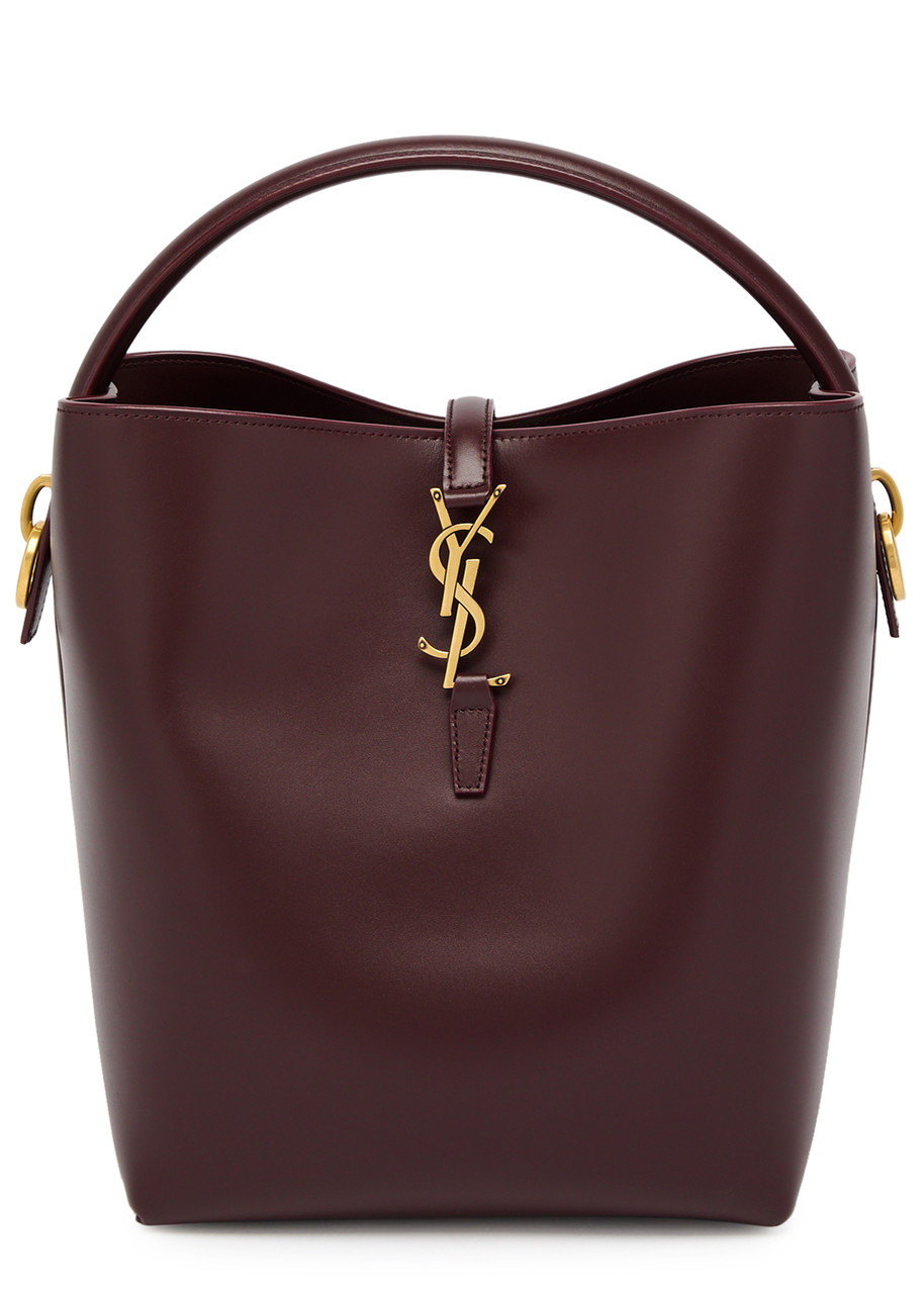 Saint Laurent Le 37 Small Leather Bucket Bag In Burgundy