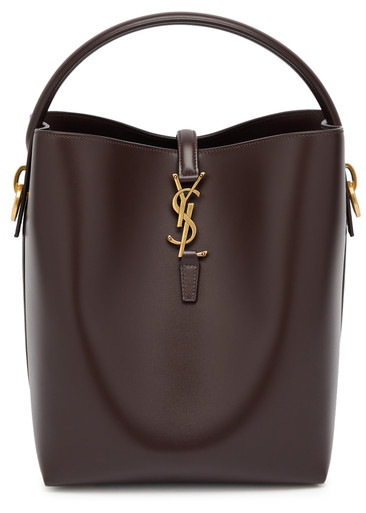 Saint Laurent Le 37 Small Leather Bucket Bag In Chocolate