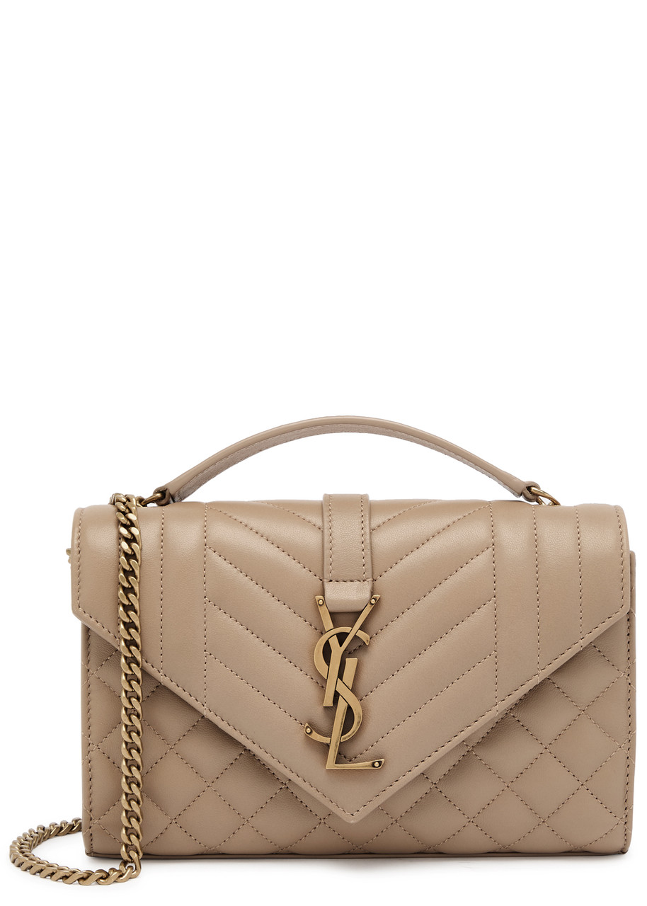 Saint Laurent Envelope Small Quilted Leather Shoulder bag - Beige - One Size