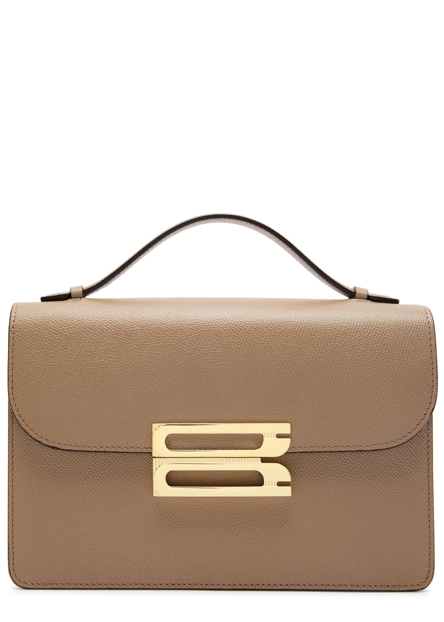 Victoria Beckham Dorian Small Grained Leather Top Handle Bag In Beige