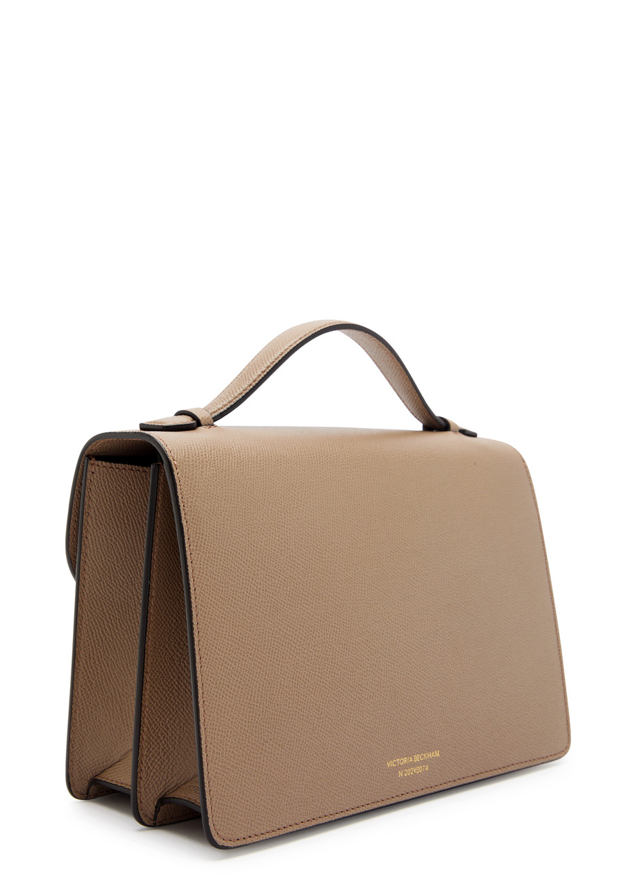 Victoria Beckham Dorian Small Grained Leather Top Handle Bag In Beige