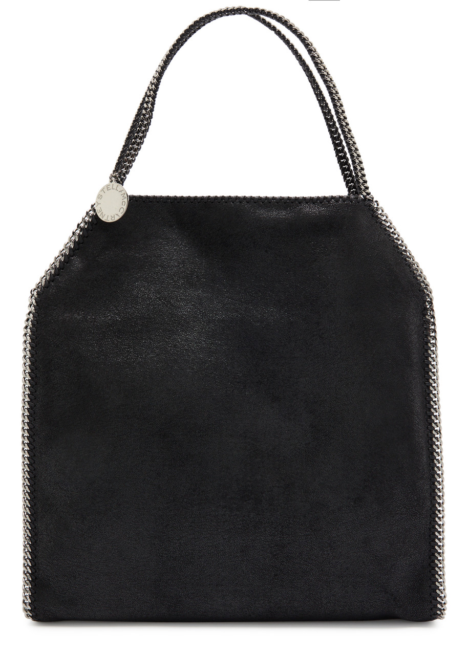 Stella Mccartney Falabella Metallic Faux Leather Tote In Black