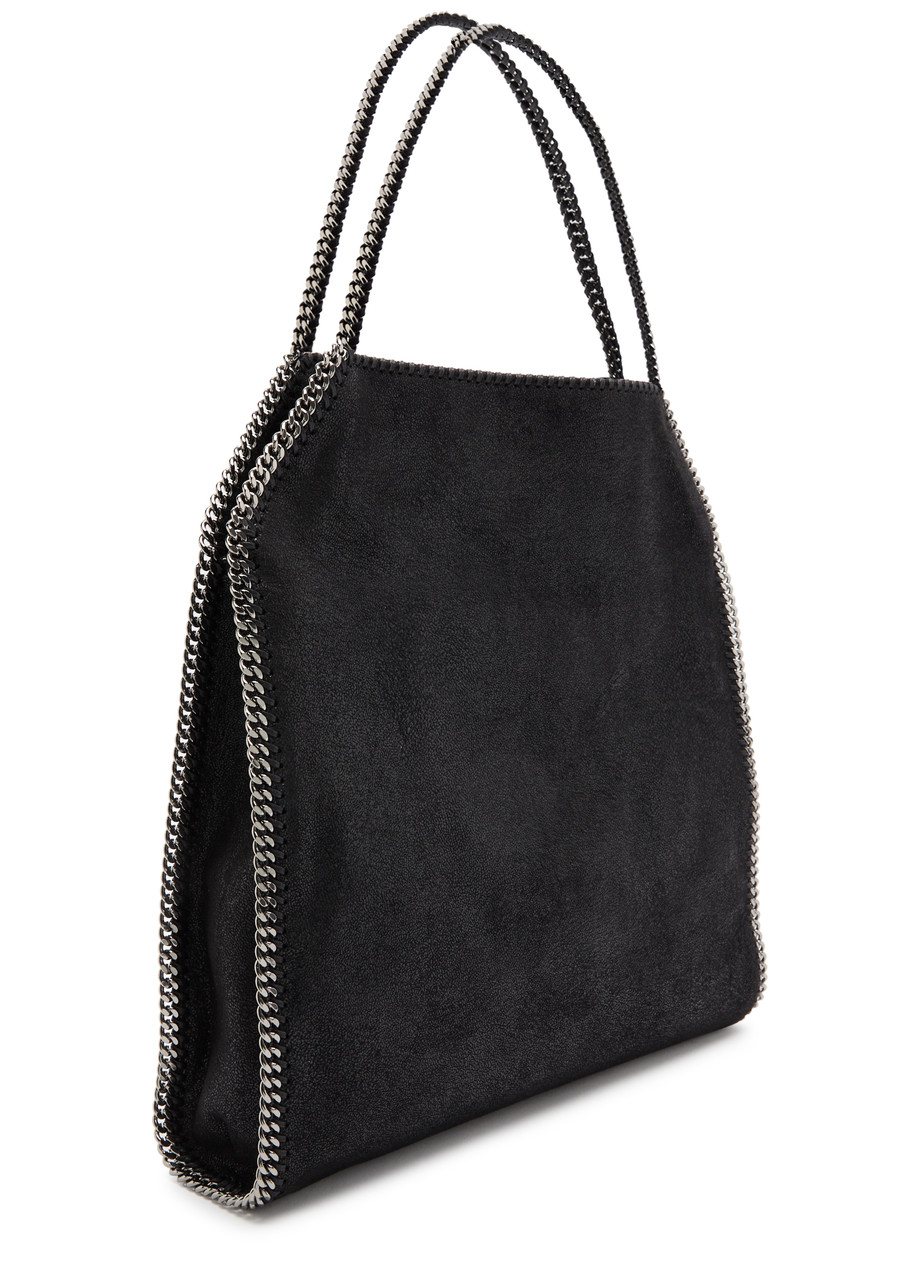 Stella Mccartney Falabella Metallic Faux Leather Tote In Black