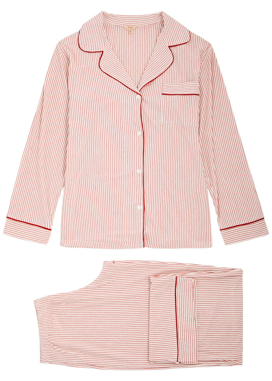 Eberjey Gisele Striped Jersey Pyjama set - Red - L (UK14 / L)