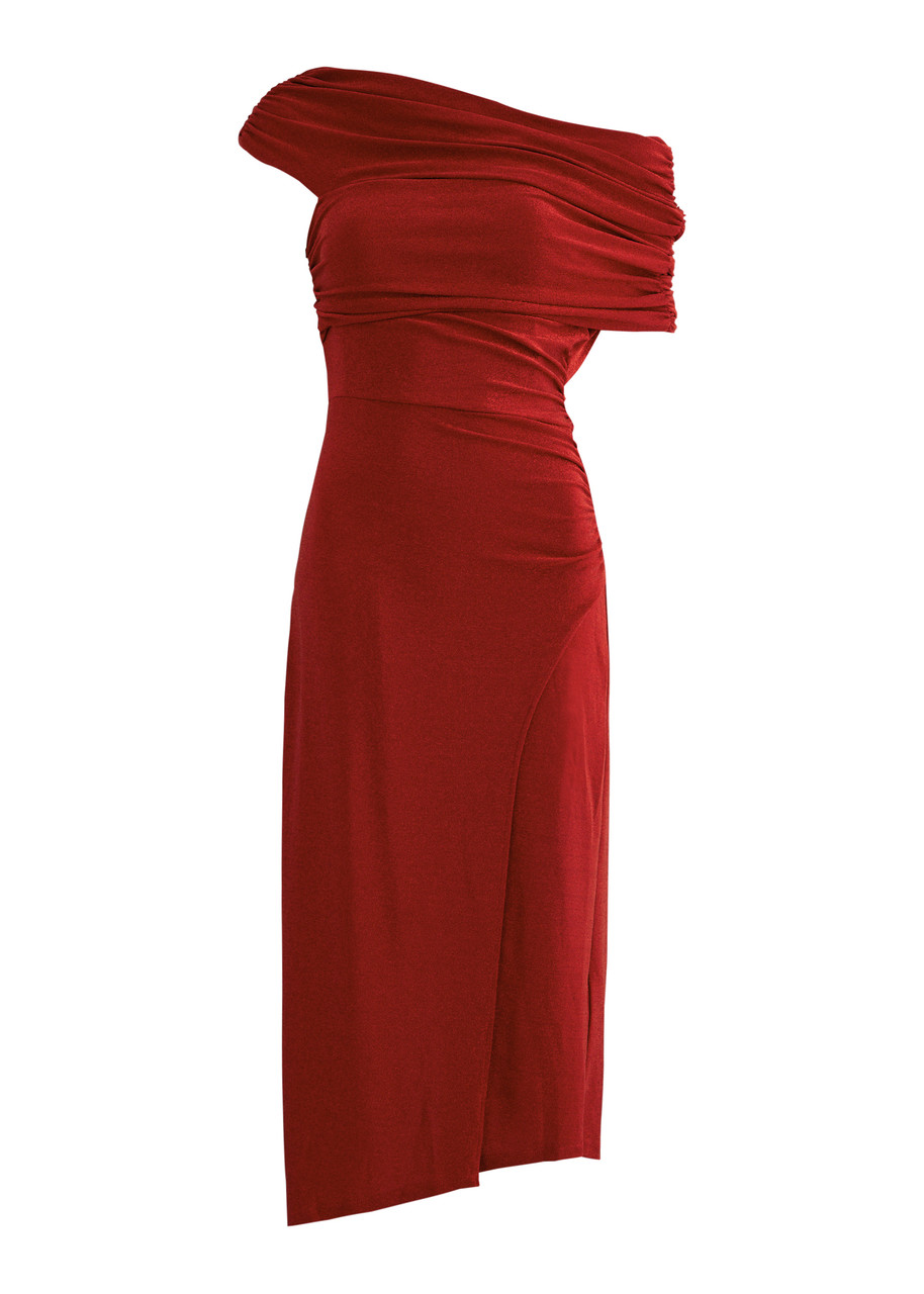 Diane Von Furstenberg Agustin Draped Lamé Dress - Red