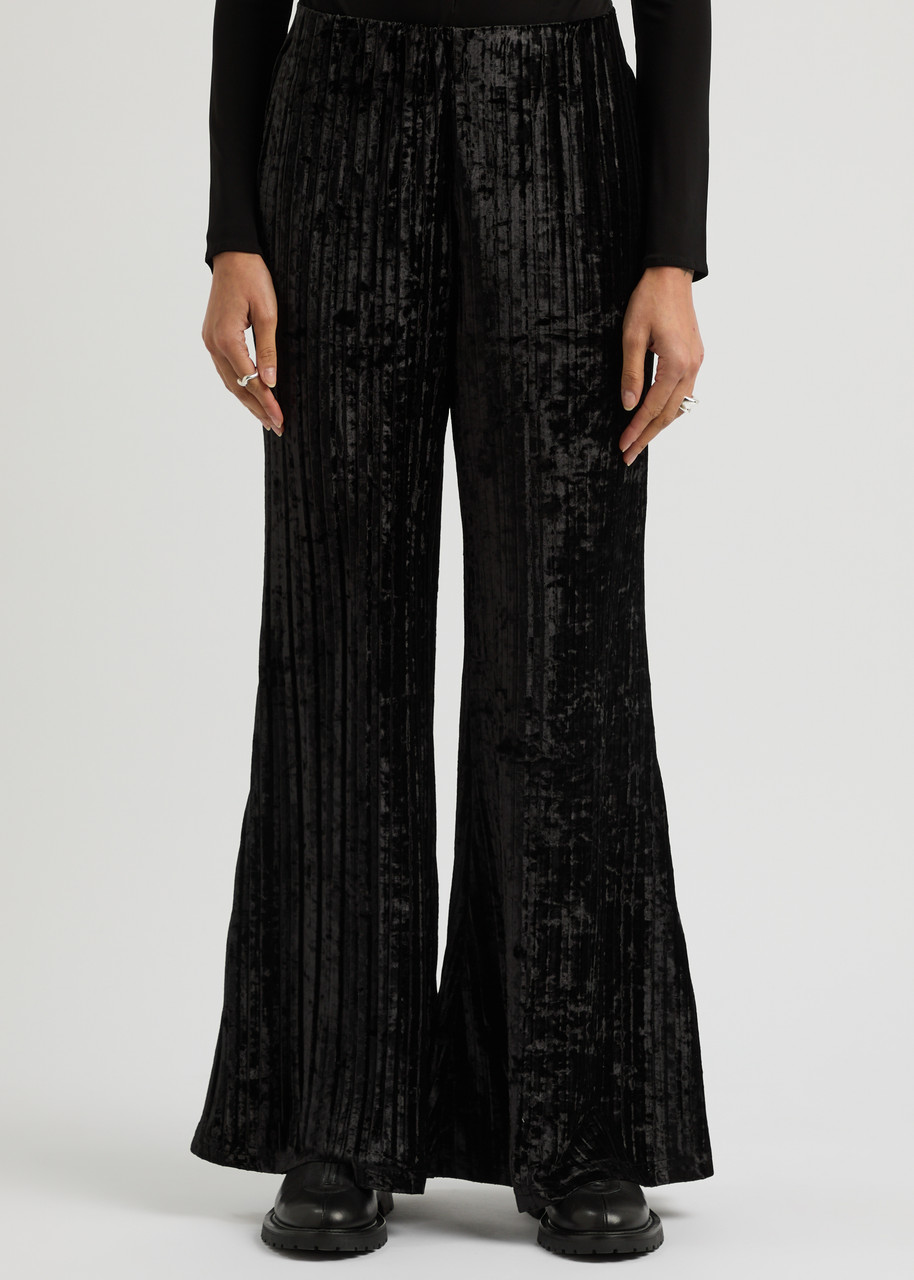 Free People Star Sign Pleated Velvet Trousers In Black