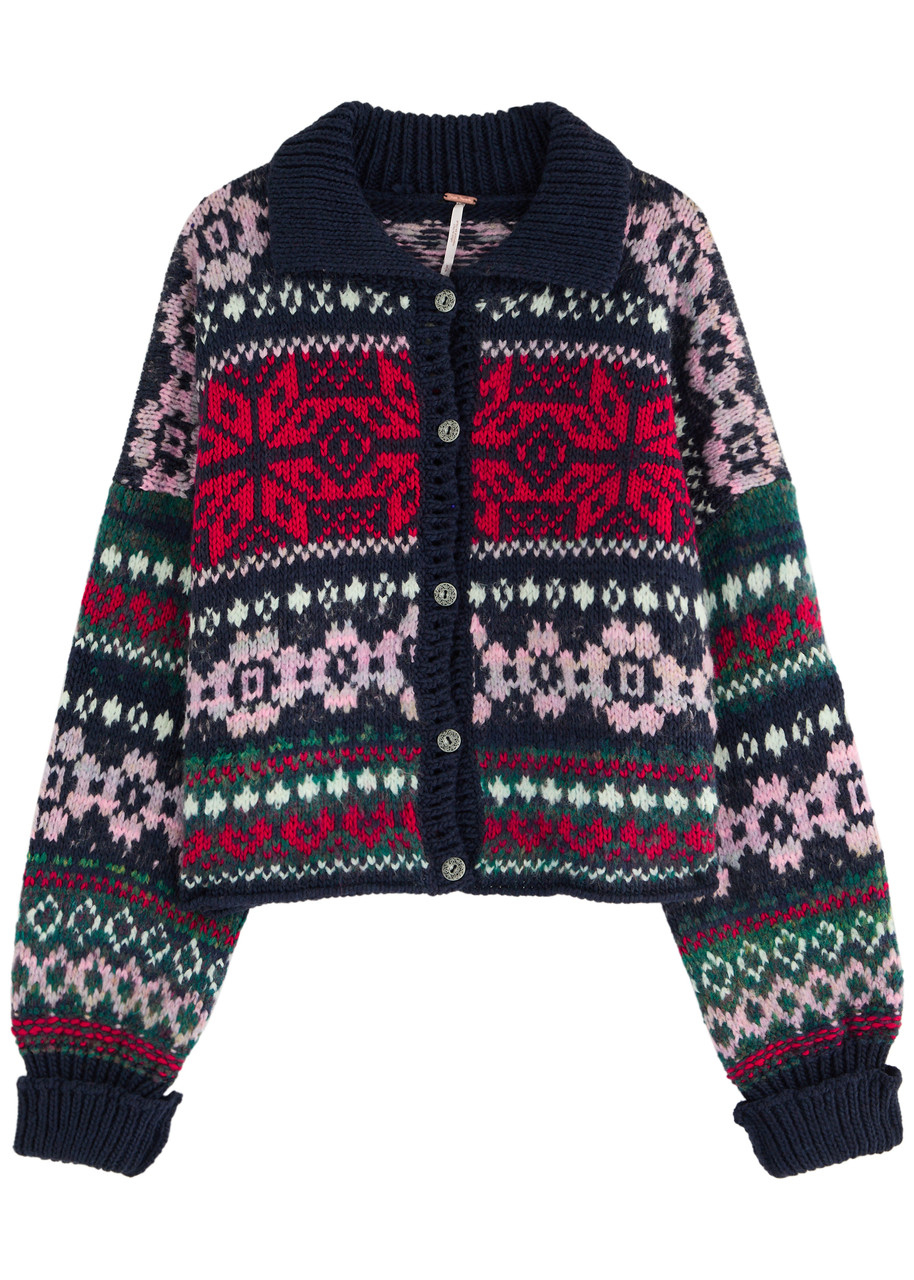 Free People Snowdrift Cardigan In Navy