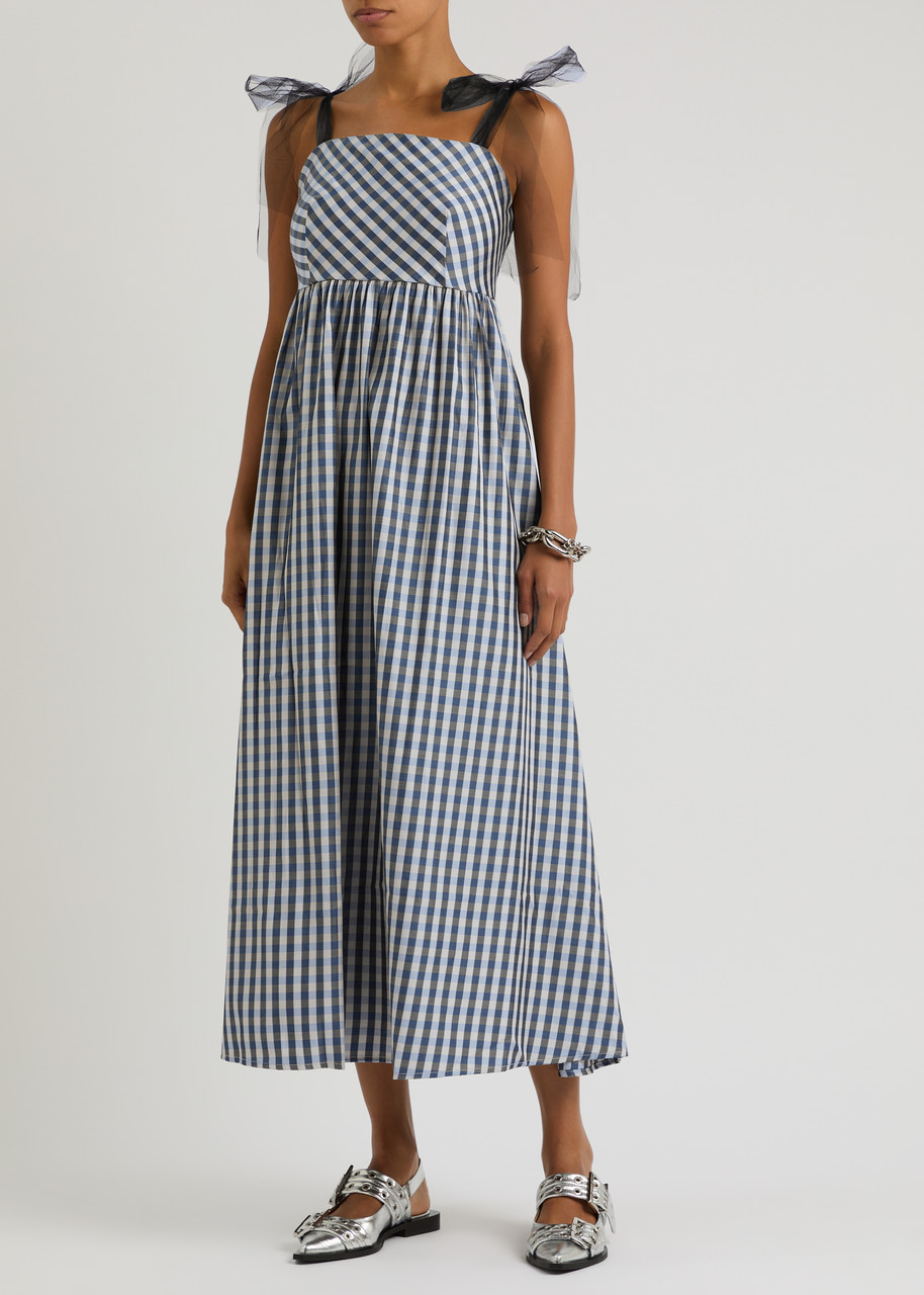 Sister Jane Cindy Checked Woven Midi Dress In Black