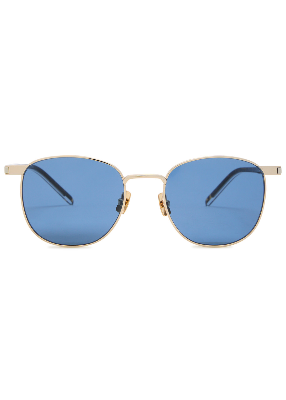 Saint Laurent Round-frame Resin Sunglasses In Gold