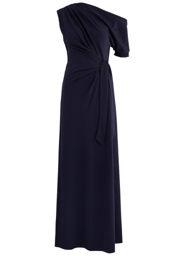 Diane Von Furstenberg Avi One-shoulder Stretch-jersey Maxi Dress In Dark Navy