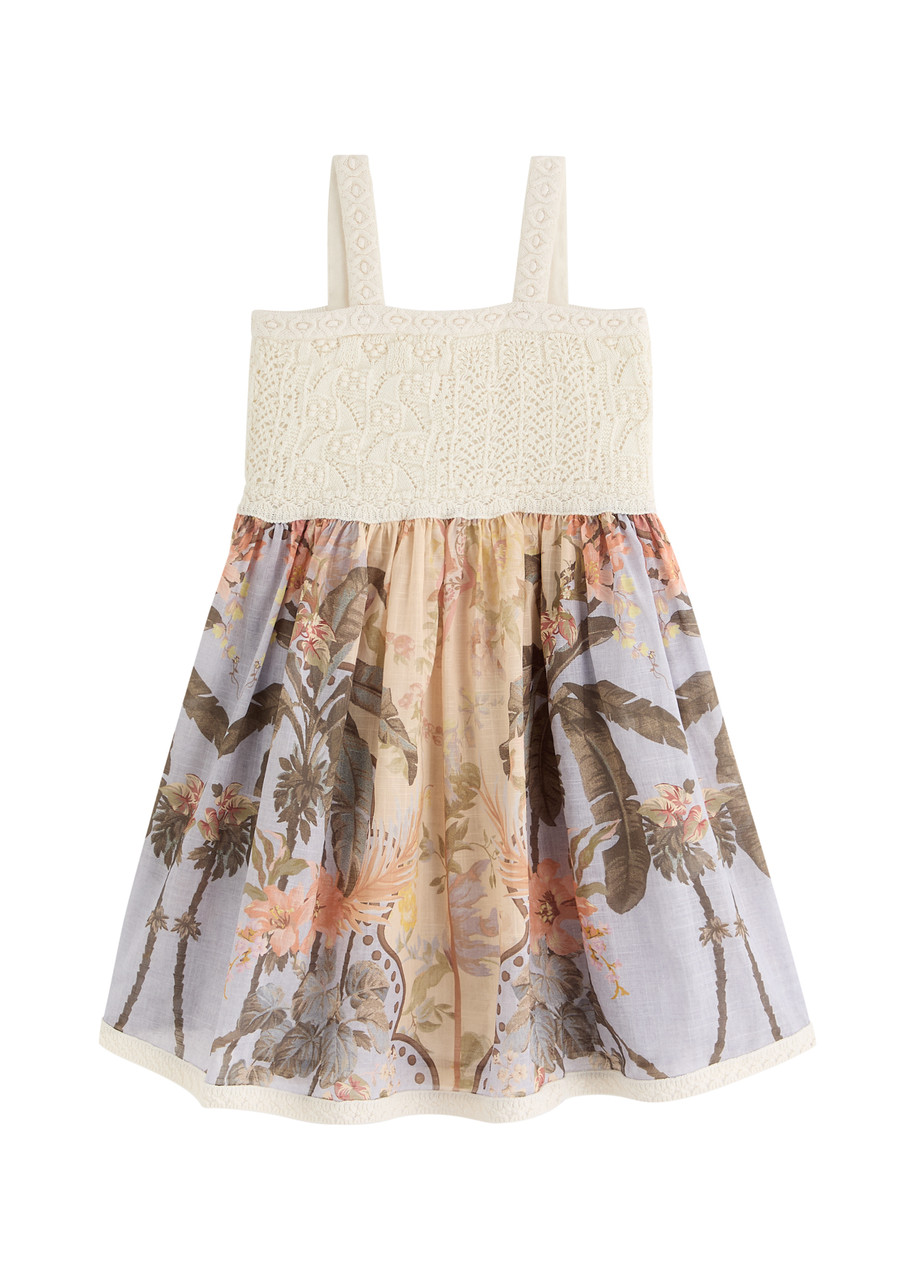 Zimmermann Kids Wylie Crochet and Printed Cotton Dress - Cream