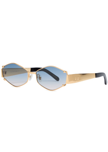 For Art's Sake Empress 18kt Gold-plated Hexagon-frame Sunglasses In Blue Light