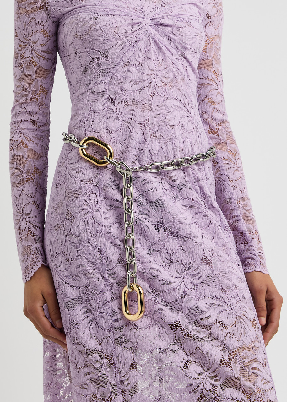 Rabanne Xl Link Two-tone Chain Belt In Silver