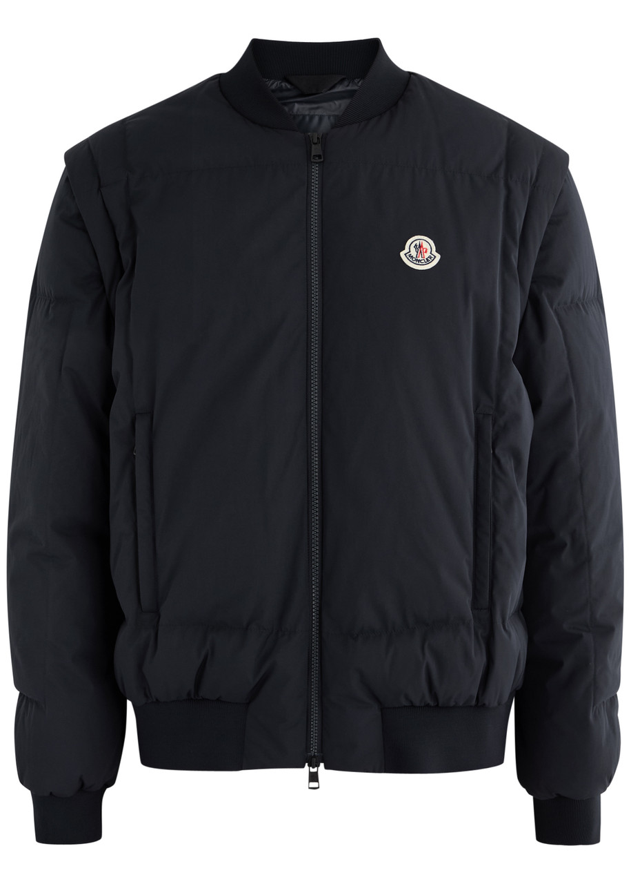 Moncler Taku Logo Padded Shell Bomber Jacket - Navy - 2 (UK38 / M)