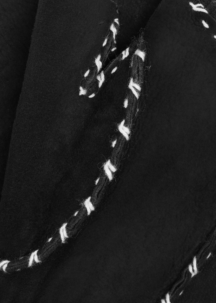 Agnelle Marie Louise Suede Fingerless Gloves In Black