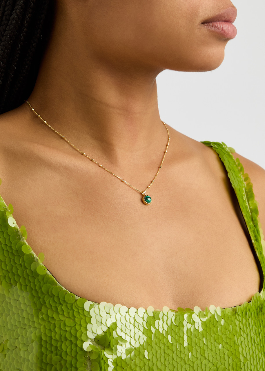 Daisy London Healing Stone 18kt Gold-plated Necklace In Green